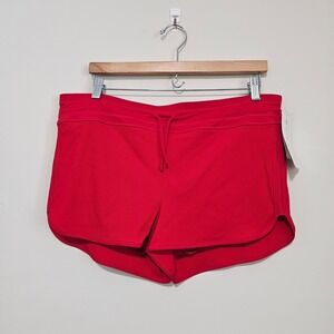 Athleta Cloudbreak Ribbed Red Mid Rise Running Shorts Womens Large Active NWT